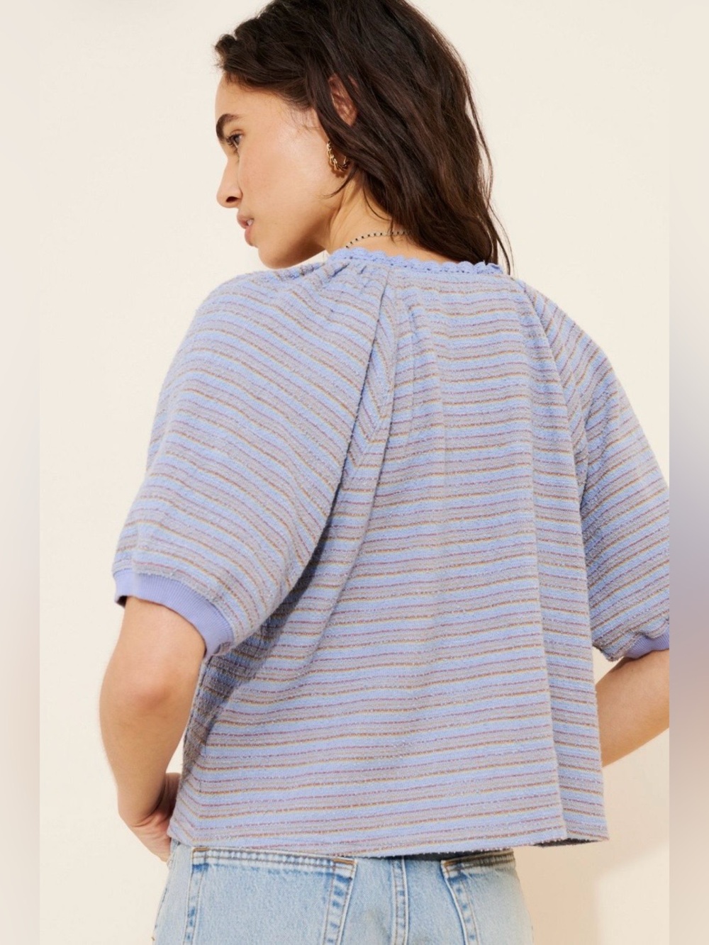 Free People Tropic Short Sleeve Sweatshirt Size Medium - Picture 3 of 5